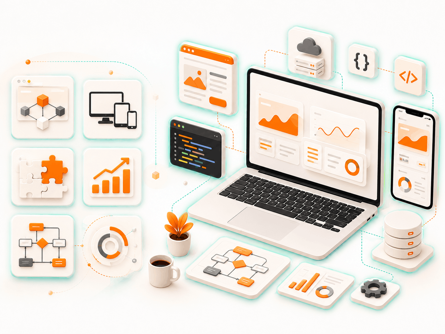 Custom web application dashboard, code and connected services